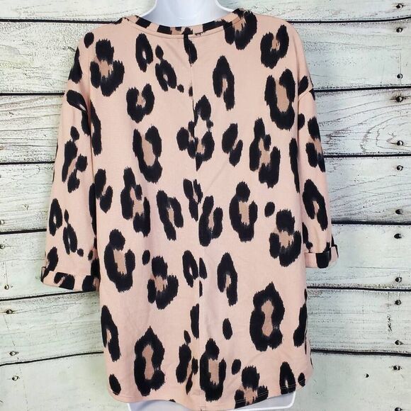 F&F Casual Collection Women’s Pink Leopard Print 3/4 Sleeve Top Size US 2 - Picture 4 of 8